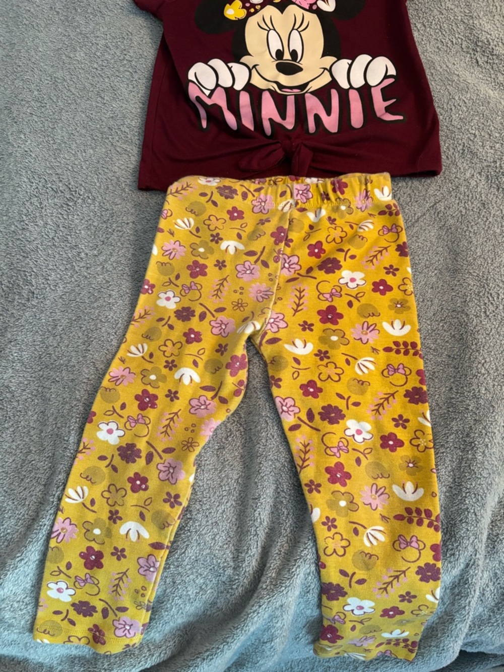 Disney Junior Minnie Mouse Shirt And Pant Set Size 3T Girls Floral Yellow - Picture 2 of 6